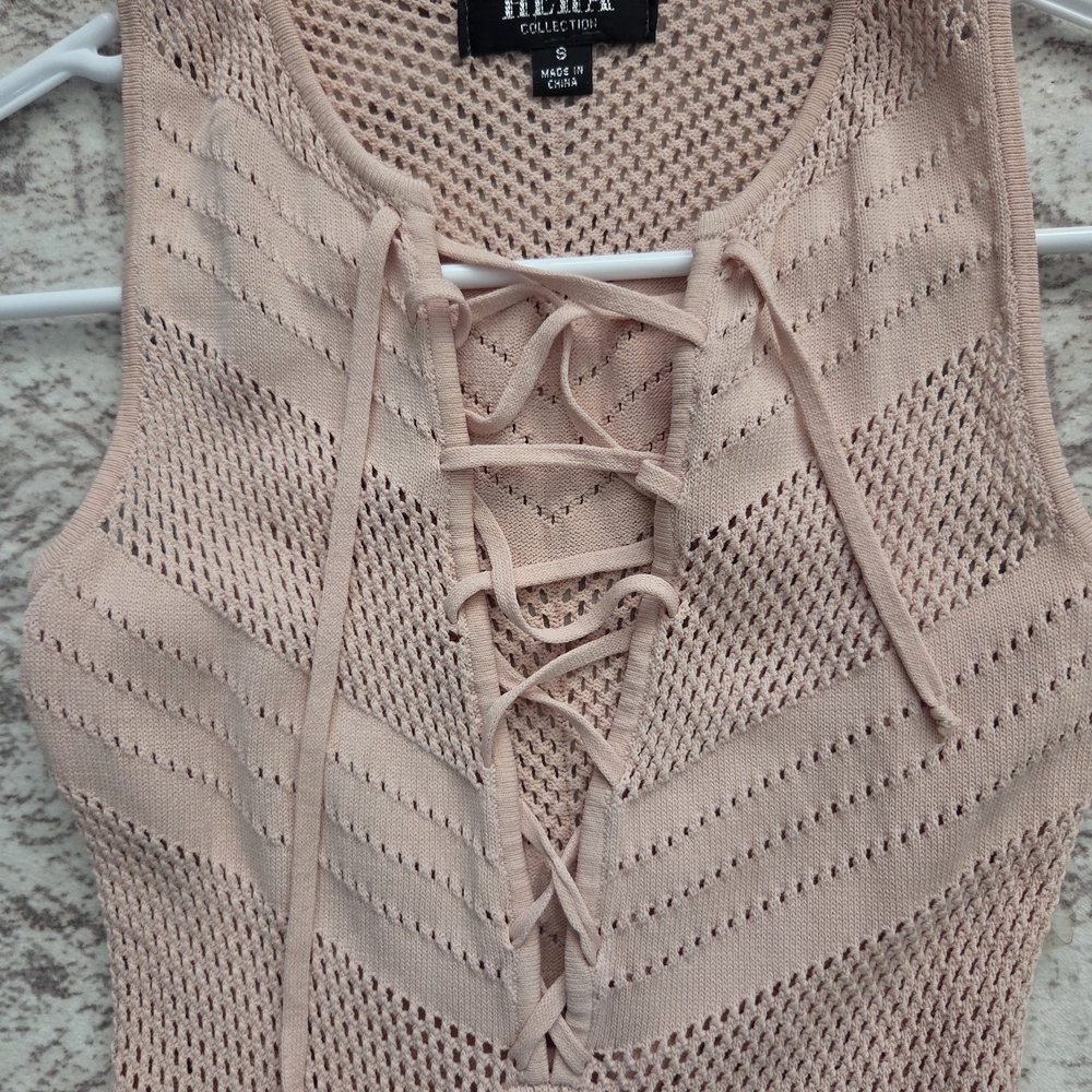 Pink Lace-Up Fitted Dress - Picture 5 of 6